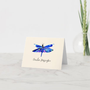 Blue Dragonfly Elegant Persoonlijke Natuur Station Notitiekaartje