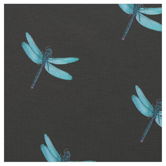Blue Dragonfly Fabric Stof (Close Up)