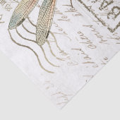 Blue Dragonfly Franse Script Postmark Decoupage Tissuepapier (Detail)