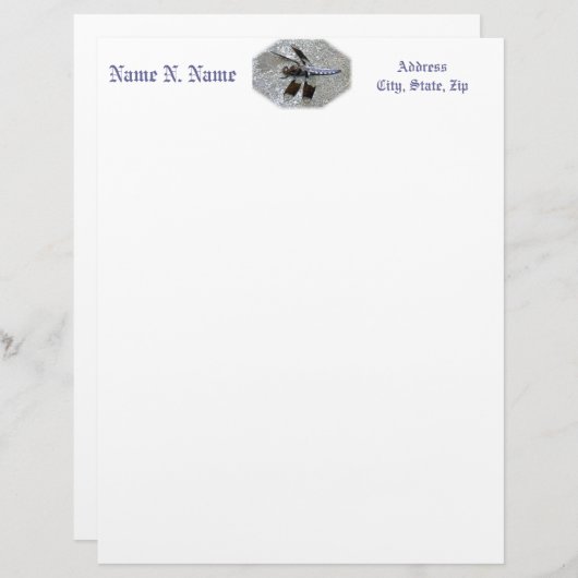 Blue Dragonfly Gepersonaliseerd Briefhoofd (Voorkant / Achterkant)