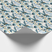 Blue Dragonfly Gift Wrap Gelukkige Verjaardag Cadeaupapier (Hoek)