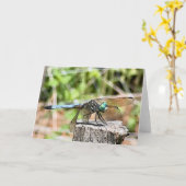 Blue Dragonfly Groet Kaart (Gele Bloem)