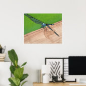 Blue Dragonfly Insect op een Poster (Thuiskantoor)