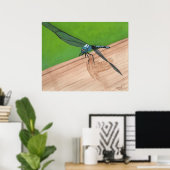 Blue Dragonfly Insect op een Poster (Thuiskantoor)