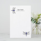 Blue Dragonfly Linen Stationery Briefpapier (Staand voorkant)