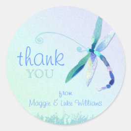 Blue Dragonfly Meadow Weddenschap Ronde Sticker