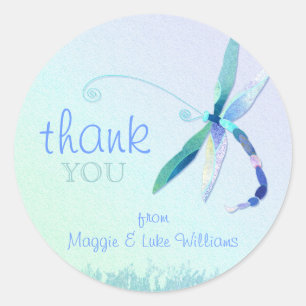 Blue Dragonfly Meadow Weddenschap Ronde Sticker