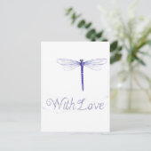 Blue Dragonfly met Briefkaart van liefde (Staand voorkant)