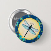 Blue Dragonfly met Leaves Button (Voorkant /achterkant)