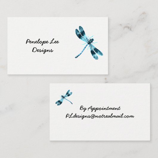 Blue Dragonfly Minimalist Classy Visitekaartje (Voorkant / Achterkant)