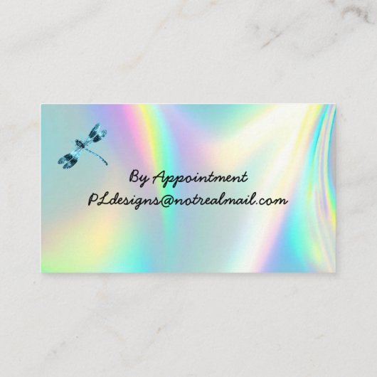 Blue Dragonfly Minimalistisch Classy Opalescent Visitekaartje (Achterkant)