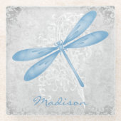Blue Dragonfly - Onderzetter van speciaal glas Glazen Onderzetter (Voorkant)