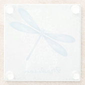 Blue Dragonfly - Onderzetter van speciaal glas Glazen Onderzetter (Achterkant)
