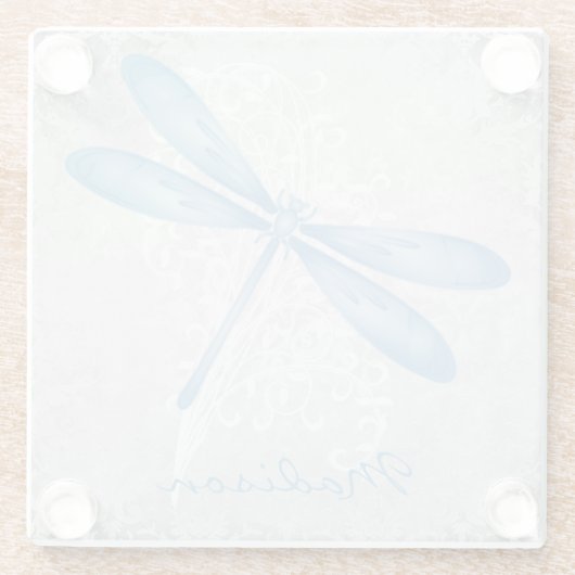 Blue Dragonfly - Onderzetter van speciaal glas Glazen Onderzetter (Achterkant)