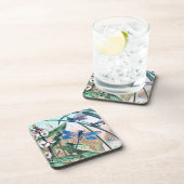 Blue Dragonfly op de  afbeelding van de vijver Bier Onderzetter (Rechterzijde)