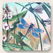 Blue Dragonfly op de  afbeelding van de vijver Bier Onderzetter (Voorkant)