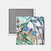 Blue Dragonfly op de  afbeelding van de vijver Magneet (Voorkant / Achterkant)