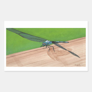Blue Dragonfly op een treinkaartje Rechthoekige Sticker