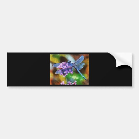 Blue Dragonfly op Wild Garlic Dot Art Bumpersticker (Voorkant)