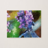 Blue Dragonfly op Wild Garlic Dot Art Legpuzzel (Horizontaal)