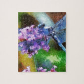 Blue Dragonfly op Wild Garlic Dot Art Legpuzzel (Verticaal)