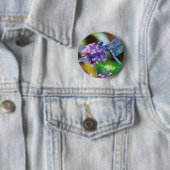 Blue Dragonfly op Wild Garlic Dot Art Ronde Button 5,7 Cm (In situ)