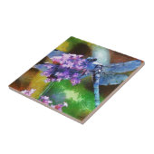 Blue Dragonfly op Wild Garlic Dot Art Tegeltje (Zijkant)
