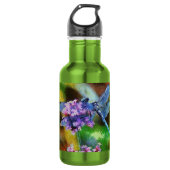 Blue Dragonfly op Wild Garlic Dot Art Waterfles (Voorkant)