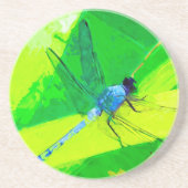 Blue Dragonfly over Green Abstract Impressionisme Zandsteen Onderzetter (Voorkant)