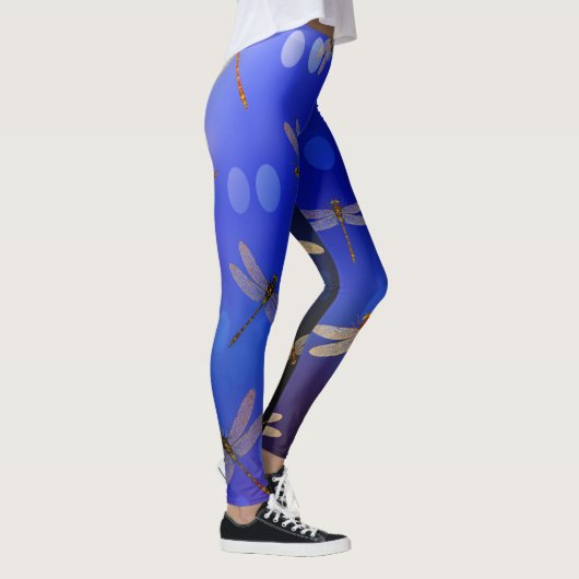 Blue Dragonfly Pattern Leggings (Rechts)