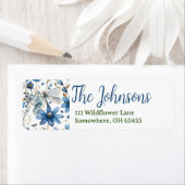 Blue Dragonfly Retouradreslabels Floral Etiket (Insitu)