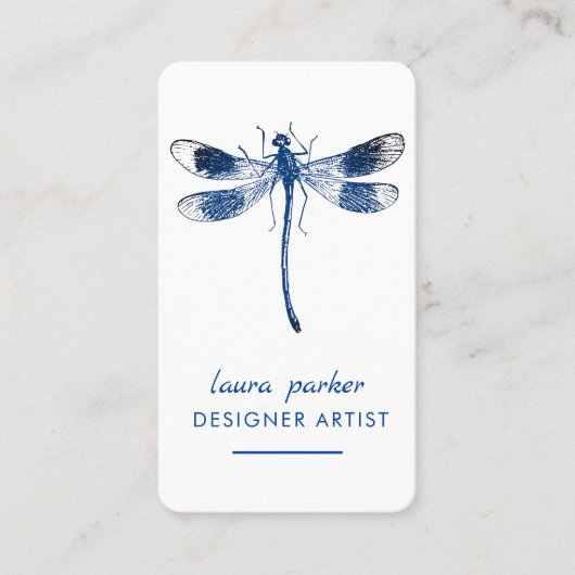 Blue Dragonfly Retro Succes Tattoo Visitekaartje (Voorkant)