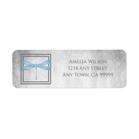 Blue Dragonfly Return Address Label (Voorkant)