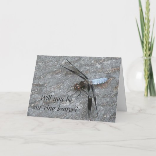 Blue Dragonfly Ring Bearer Request Kaart (Voorkant)