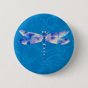 Blue Dragonfly Ronde Button 5,7 Cm