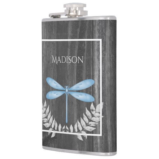 Blue Dragonfly Rustic Flask Heupfles (Links)