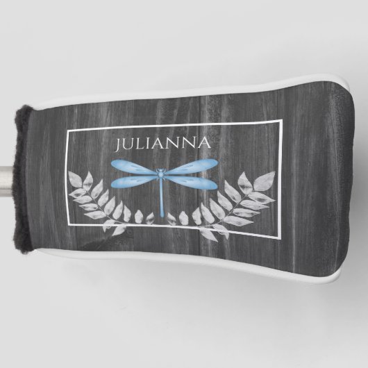 Blue Dragonfly Rustic Golf Head Hoesje Golfheadcover (Voorkant)
