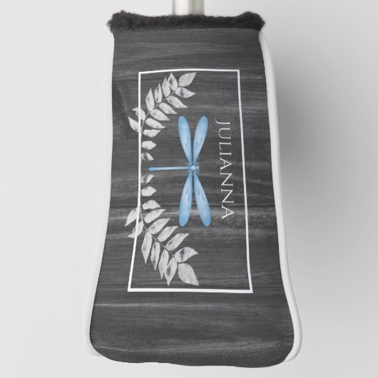 Blue Dragonfly Rustic Golf Head Hoesje Golfheadcover (Draai 90)