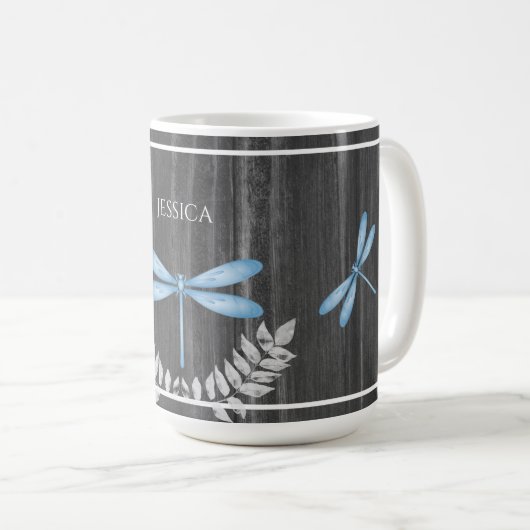 Blue Dragonfly Rustic Personal Coffee Mok (Voorkant rechts)