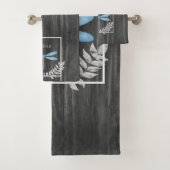 Blue Dragonfly Rustic Personalized Bath Towel Set Bad Handdoek (Insitu)