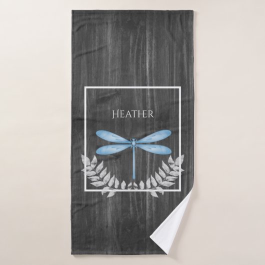 Blue Dragonfly Rustic Personalized Bath Towel Set Bad Handdoek (Badhanddoek)