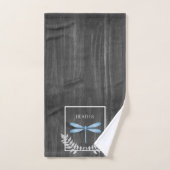 Blue Dragonfly Rustic Personalized Bath Towel Set Bad Handdoek (Handdoek)