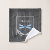Blue Dragonfly Rustic Personalized Bath Towel Set Bad Handdoek (Wasdoekje)
