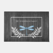 Blue Dragonfly Rustic Personalized Doormat Deurmat (Voorkant)