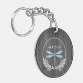 Blue Dragonfly Rustic Sleutelhanger op maat (Voorkant Links)