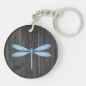 Blue Dragonfly Rustic Sleutelhanger op maat (Achterkant)