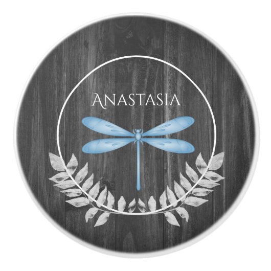 Blue Dragonfly Rustic Specialized Ceramic Knob. Keramische Knop (Voorkant)