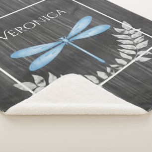 Blue Dragonfly Rustic Specialized Sherpa Blanket Deken