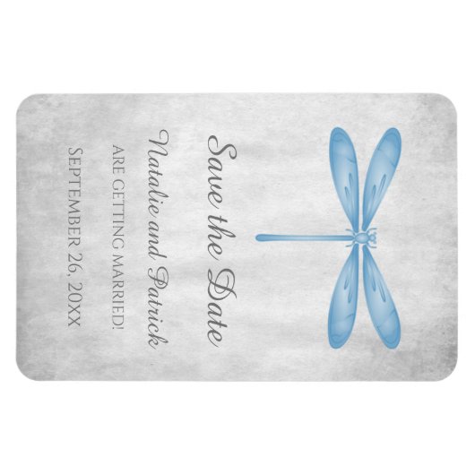 Blue Dragonfly Save the Date Magneet (Horizontaal)