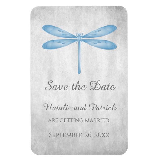 Blue Dragonfly Save the Date Magneet (Verticaal)